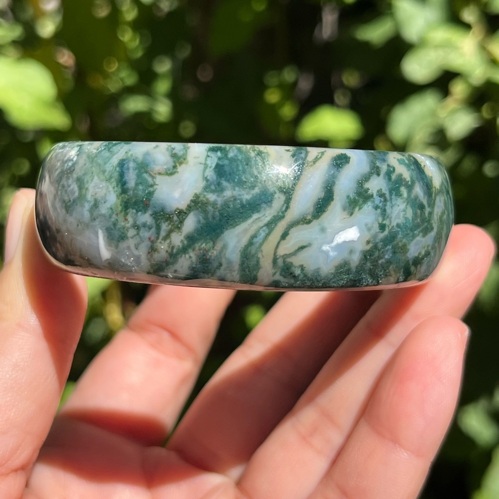 60mm inner diameter‎ moss agate bangle 1466